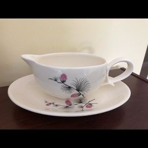 Canonsburg Pottery Wild Clover gravy boat and plate